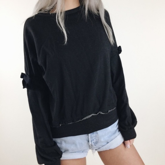 Twenty Tops - TWENTY Kent Crepe Pinstripe Cropped Sweatshirt